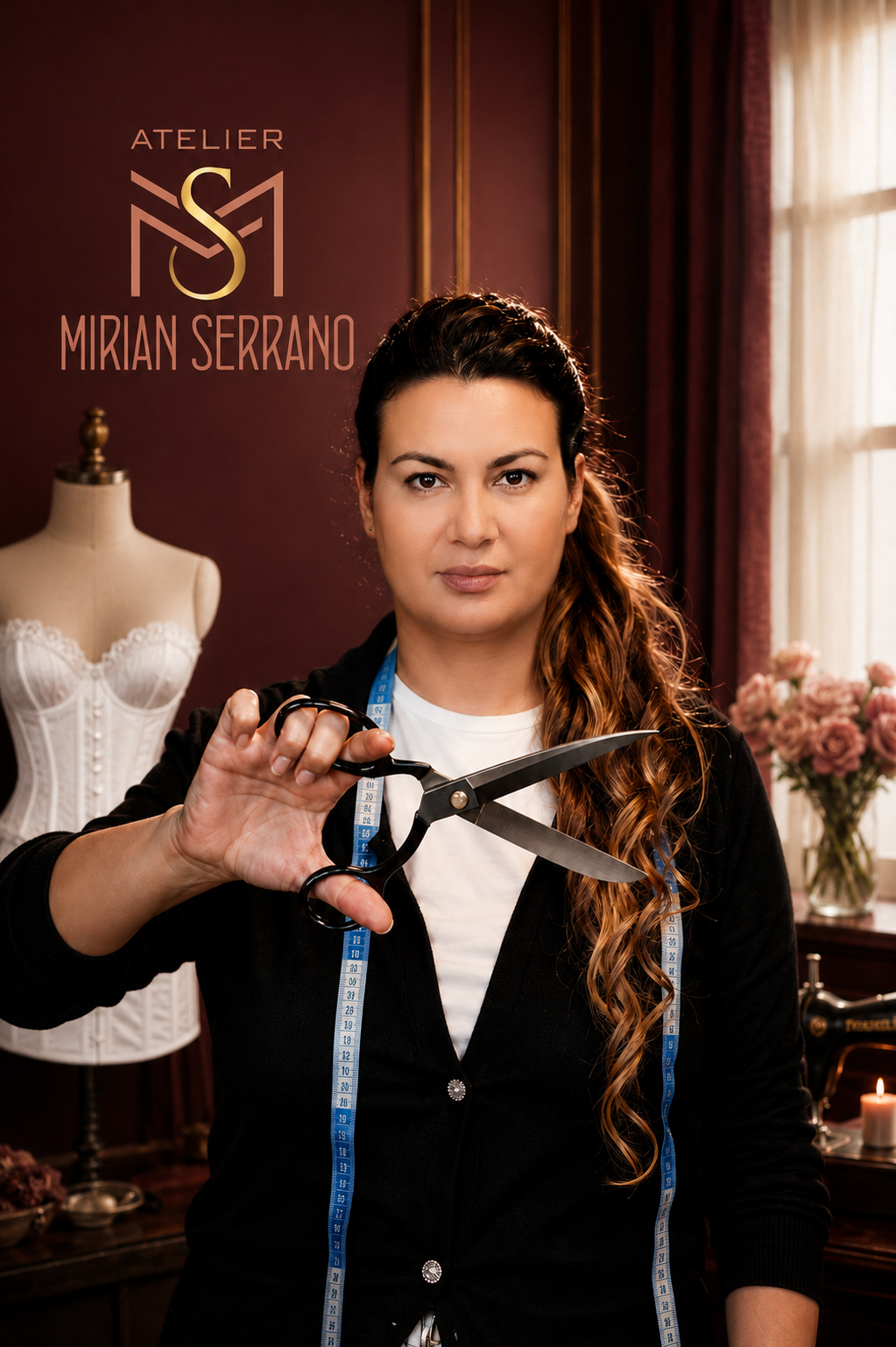 Estilista Mirian Serrano em seu atelier