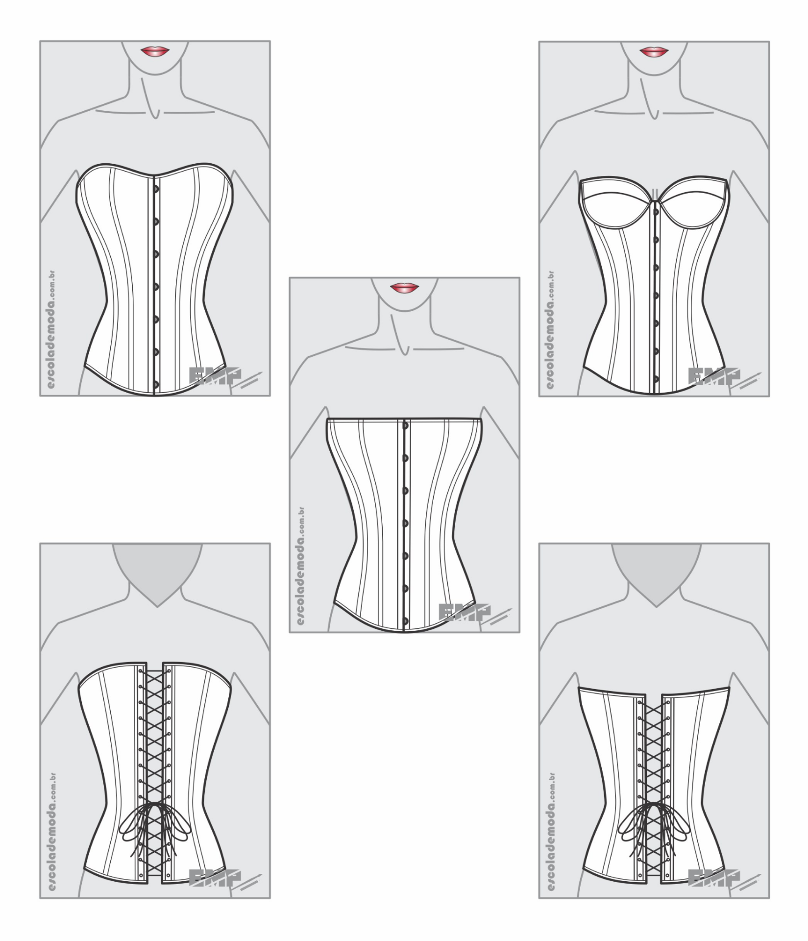 Molde e inspiração de corselet